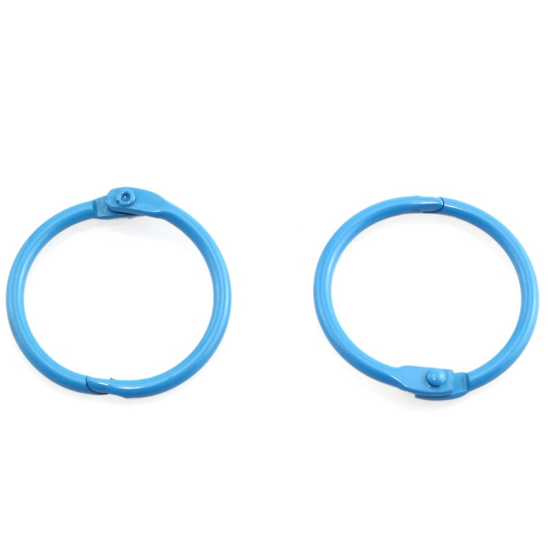 Lind Kitchen 50pcs 1" Book Ring Metal Loose Leaf Ring,Book Binder Hinged Buckle Rings Scrapbook Sketchbook Craft Photo Album DIY Binding Ring 25mm(Blue) - Image 2
